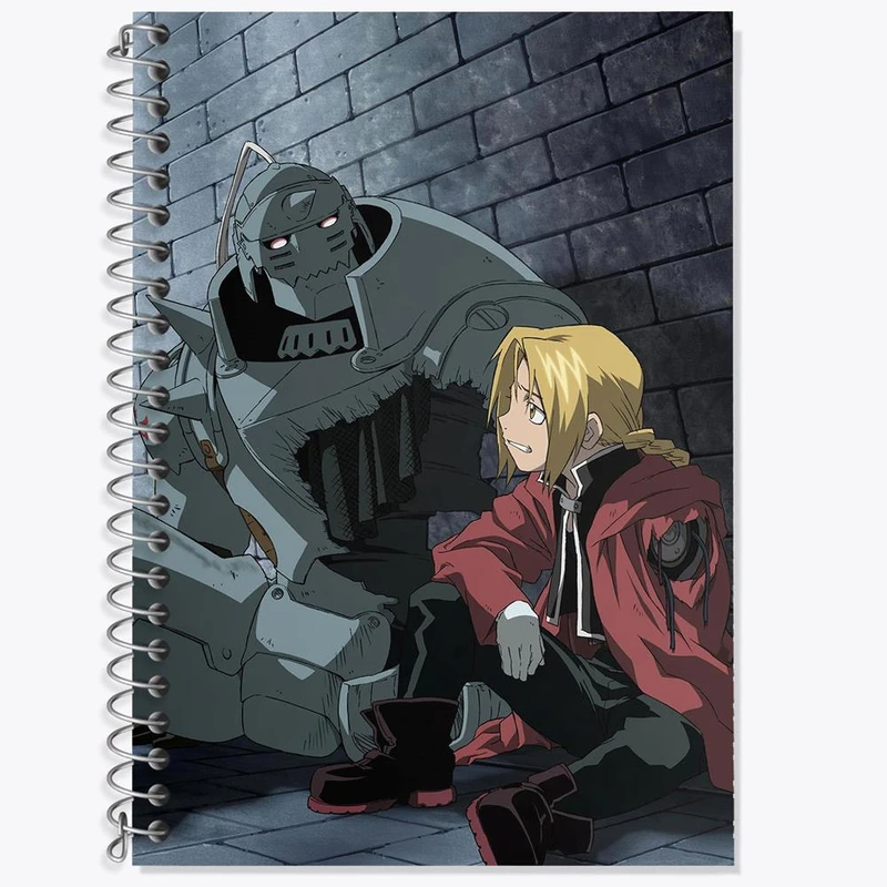 دفتر زبان 50 برگ خندالو مدل سه خط طرح ادوارد و آلفونس انیمه کیمیاگر تمام فلزی کد 12684