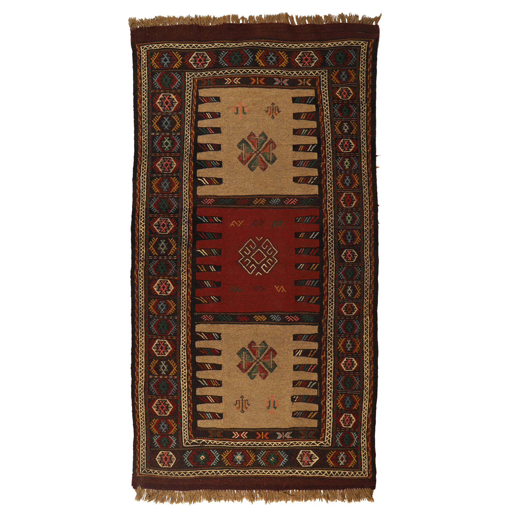 گلیم دستبافت دومتری طرح سفره کردی کد 140427