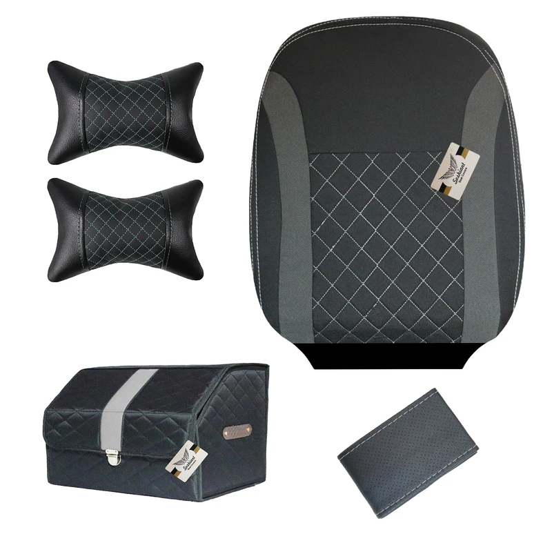   روکش صندلی خودرو سوشیانت مدل G مناسب برای شاهین به همراه پشت گردنی و نظم دهنده و دور فرمان