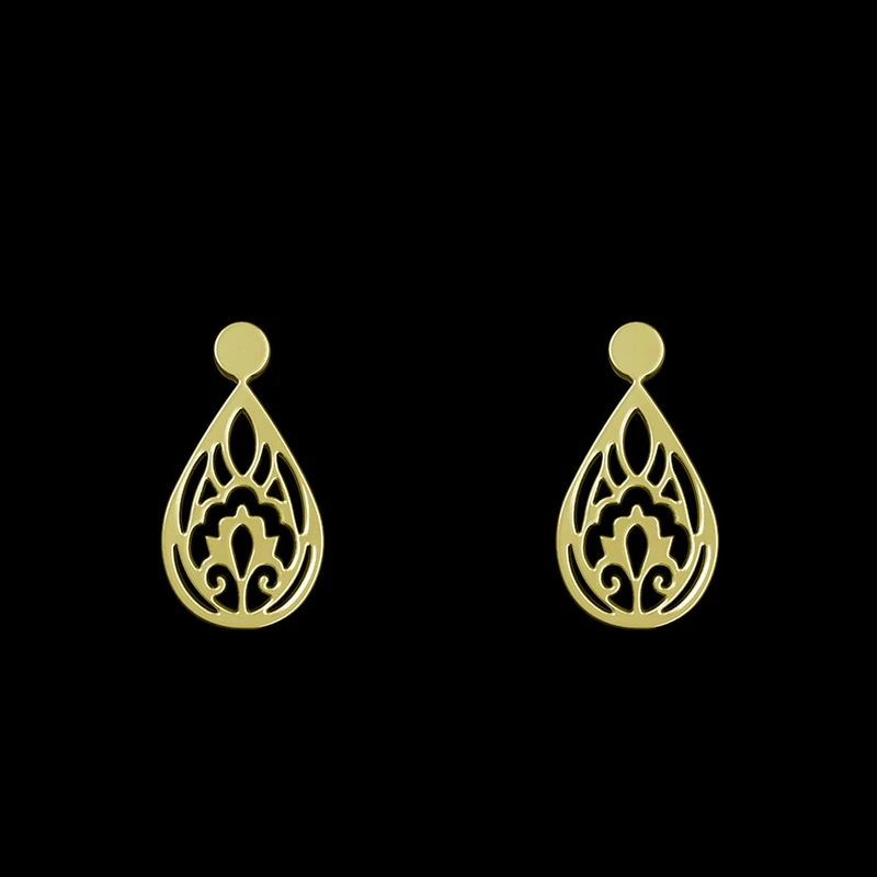 گوشواره طلا 18 عیار زنانه مدوپد مدل هندسی کد GA1-14384