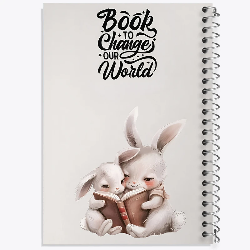 دفتر ژورنال نویسی 50 برگ خندالو مدل نقطه ای طرح خرگوش و کتاب کد F5823