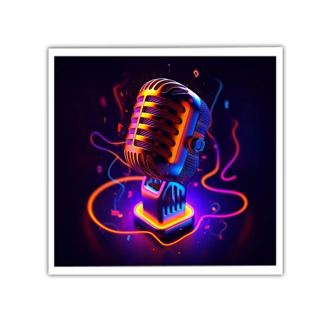 تابلو نوری بکلیت طرح هنر موسیقی و میکروفون مدل W-MID-18630