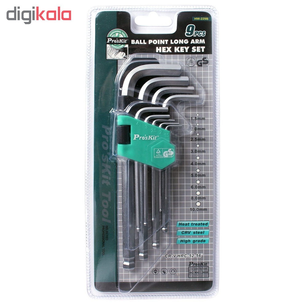 مجموعه 9 عددی آچار آلن پروسکیت مدل HW-229B