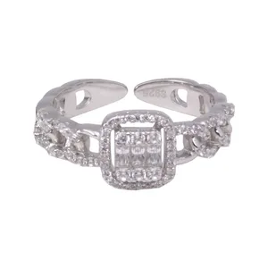 انگشتر نقره زنانه مدل تک نگین جواهری کد 478992