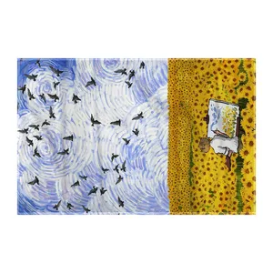 کاغذ کادو ترمه طراحان ایده مدل پترن ون گوگ کد strm1019