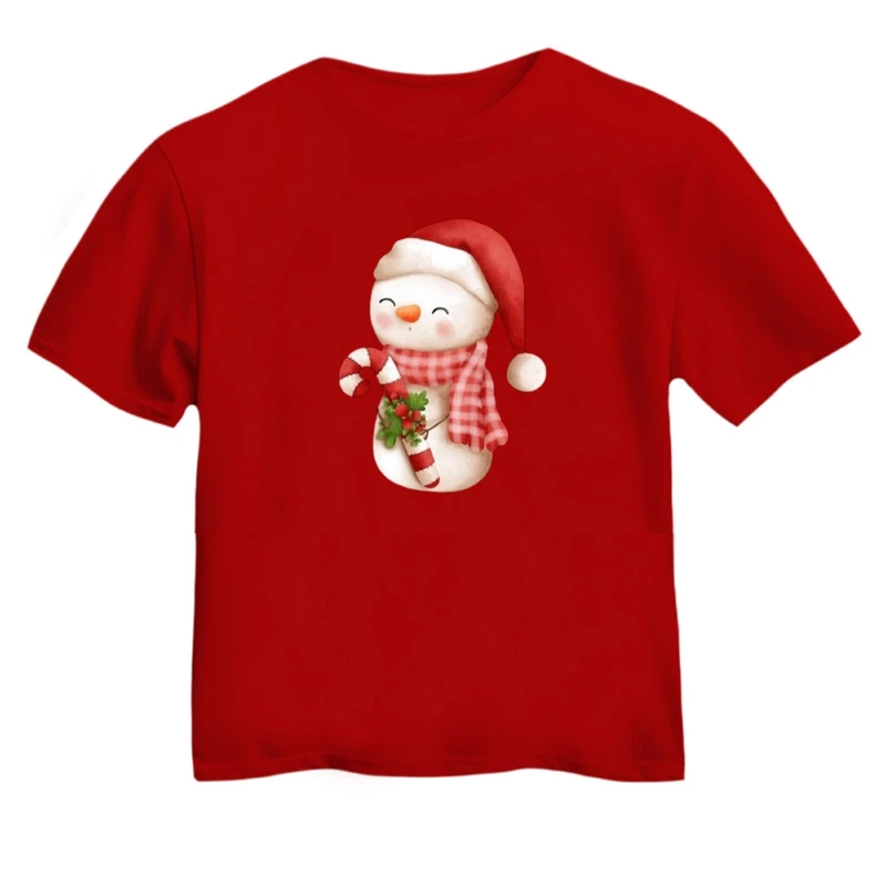 تی شرت آستین کوتاه بچگانه مدل آدم برفی کریسمس کد 3