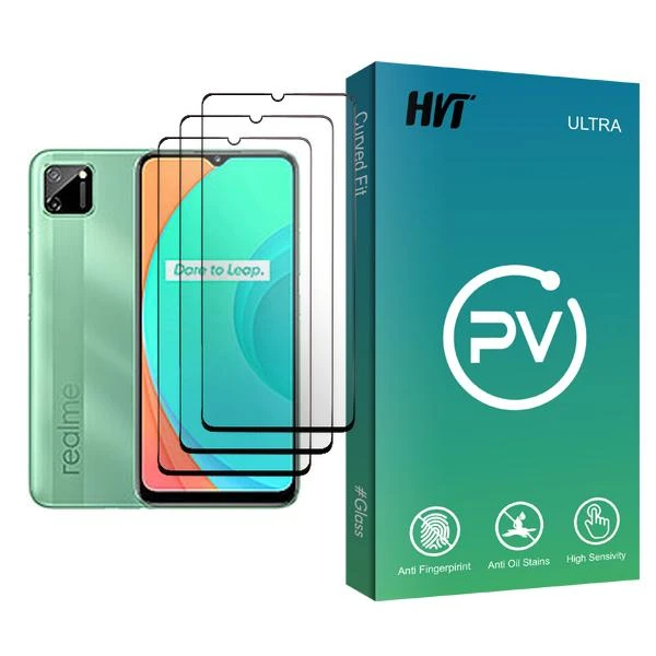 محافظ صفحه نمایش اچ وی تی مدل PV Glass MIX003 مناسب برای گوشی موبایل ریلمی C11 بسته سه عددی