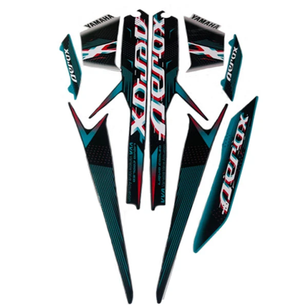 ست برچسب بدنه و رکاب موتور سیکلت وارون مدل B-16-FIROZ مناسب برای یاماها آیروکس بسته 9 عددی