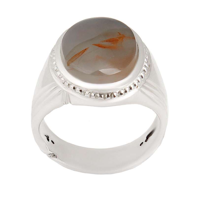 انگشتر نقره مردانه بازرگانی میلادی مدل سنگ یمانی کد AM_2356