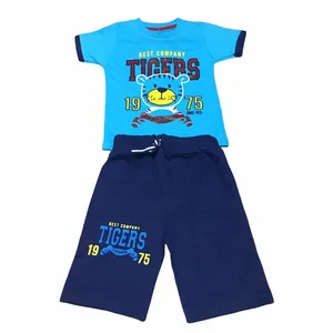 ست تی شرت و شلوارک پسرانه مدل 1975 رنگ آبی