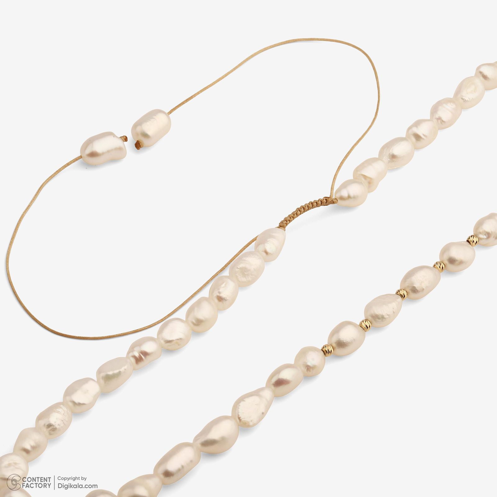 گردنبند طلا 18 عیار زنانه با زنجیر مروارید وی گالری مدل گوی البرنادو و باروک کد NC4119 -  - 6