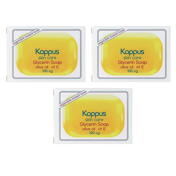 صابون شستشو کاپوس اسکین کر مدل گلیسیرینه وزن 100 گرم بسته 3 عددی