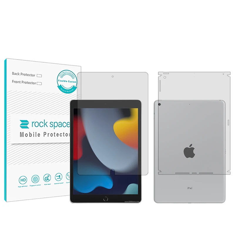 محافظ صفحه نمایش شفاف راک اسپیس مدل Hygel مناسب برای تبلت اپل iPad 10.2 (2021) به همراه محافظ پشت تبلت