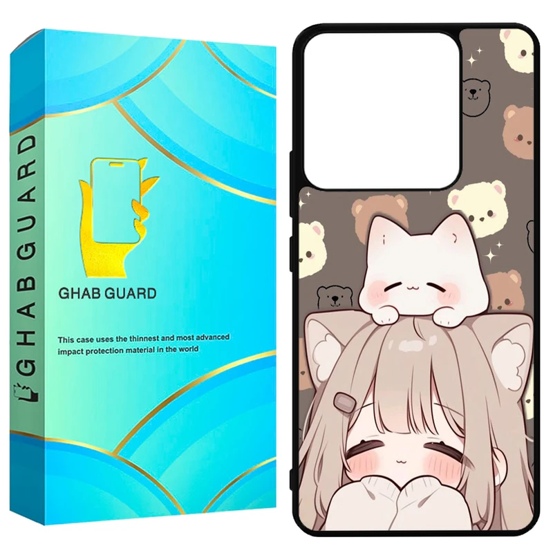 کاور قاب گارد طرح دختر و گربه مدل GN14 مناسب برای گوشی موبایل شیائومی Redmi Note 14 5G