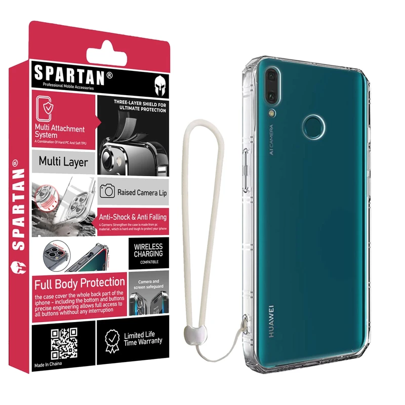 کاور اسپارتان مدل Airbag Four-Sided Apple Strap مناسب برای گوشی موبایل هوآوی Huawei Y9 2019 به همراه بندآویز