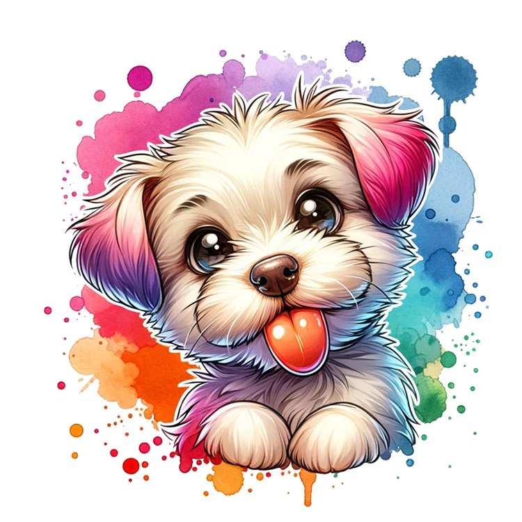 استیکر پارچه و لباس پاد آفرین مدل سگ کیوت فانتزی بامزه کارتونی کد S2768