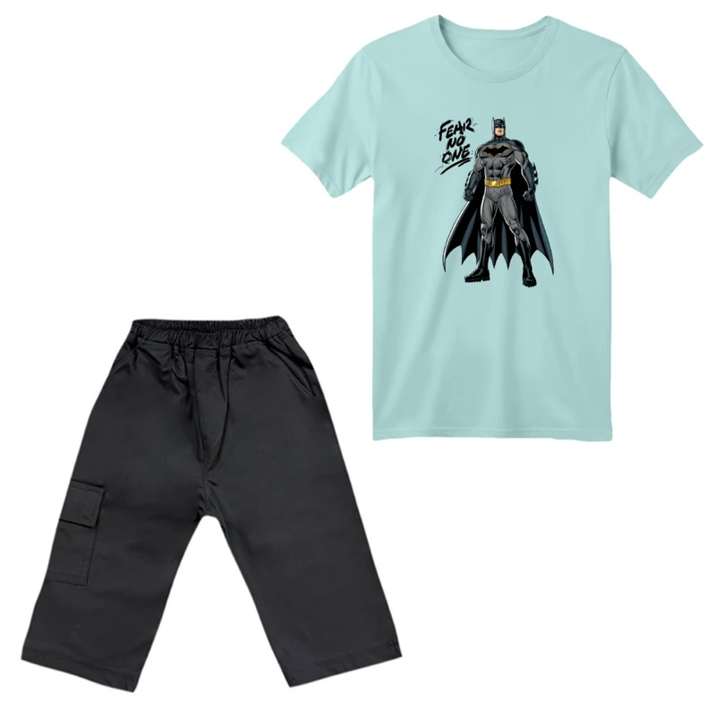 ست تی‌شرت آستین کوتاه و شلوارک پسرانه مدل بتمن کد ۳۲