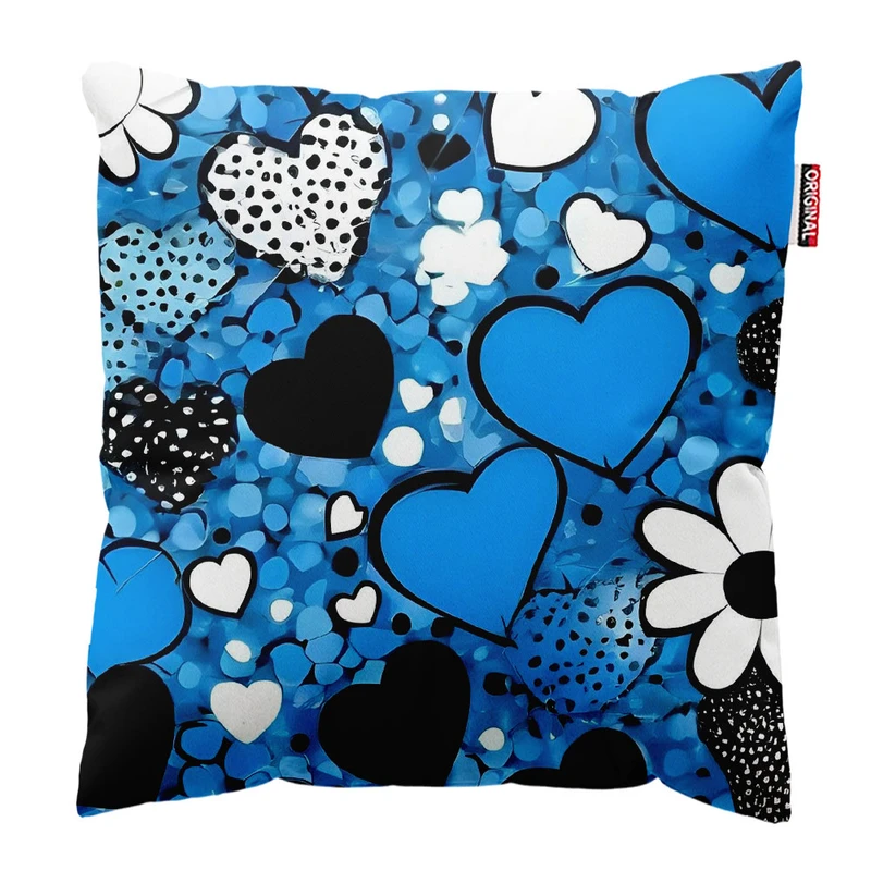 کوسن پاد آفرین طرح قلب و گل کد 5065 سایز 30*30 سانتی متر