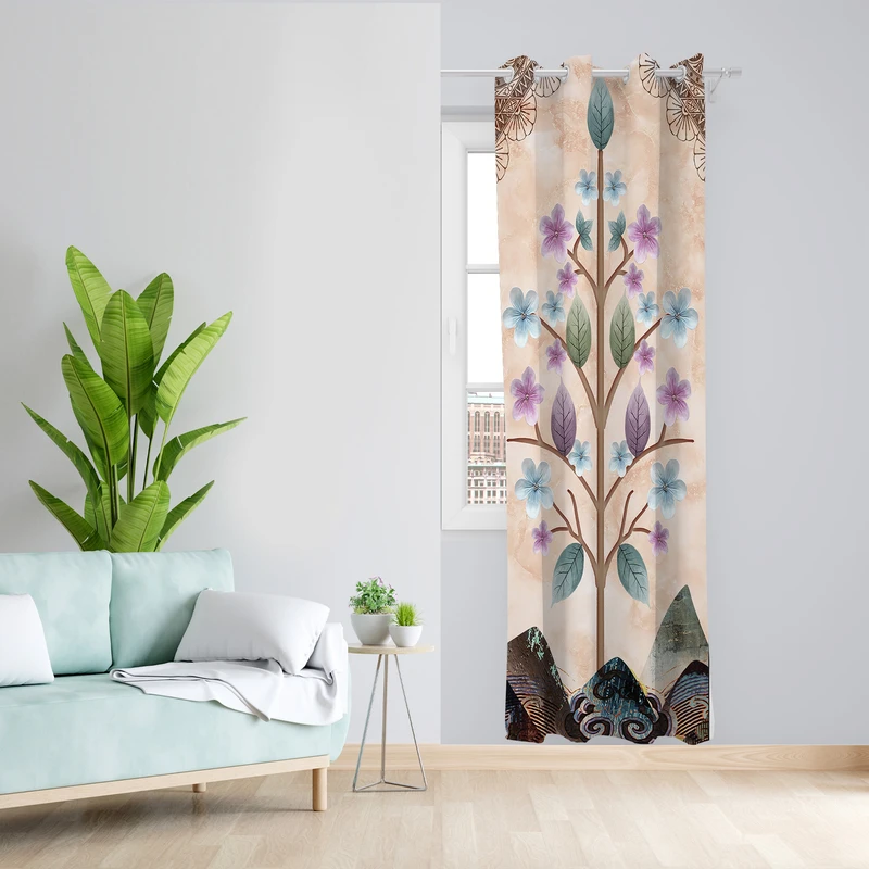 پرده طرح نهال مدل مخمل پانچی کد 2455 z سایز 140x200 سانتی متر