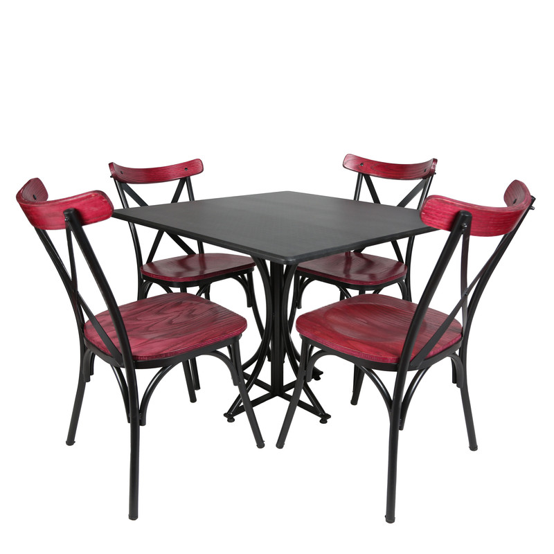 میز و صندلی ناهارخوری چهار نفره مدل تونت لهستانی پایه فلزی MM