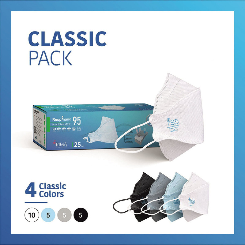 ماسک تنفسی ریما مدل سه بعدی N95 نانوالیاف بسته 25 عددی