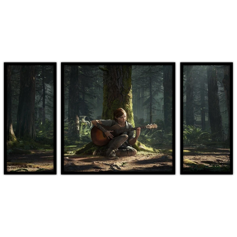 تابلو بکلیت طرح دکوراتیو و کلاسیک موسیقی و گیتار مدل B-bu3433 مجموعه 3 عددی