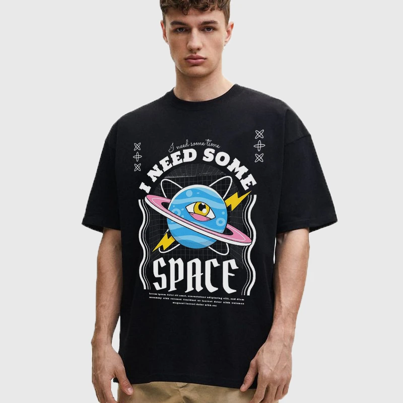 تی شرت آستین کوتاه مردانه مدل من به مقداری فضا نیاز دارم z457