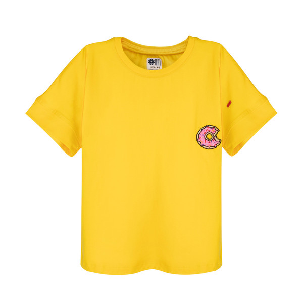 تی شرت آستین کوتاه دخترانه مادر مدل دونات رنگ زرد