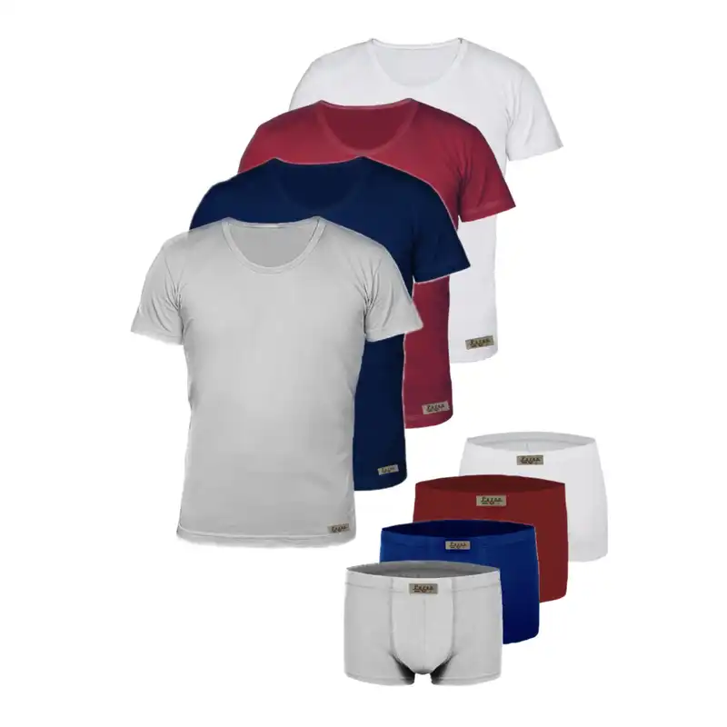 ست شورت و زیرپوش مردانه تولیدی پاران مدل نخ پنبه خالص صادراتی مجموعه 4 عددی