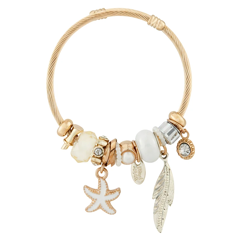 دستبند النگویی زنانه مدل پاندورا طرح دریایی کد 2153