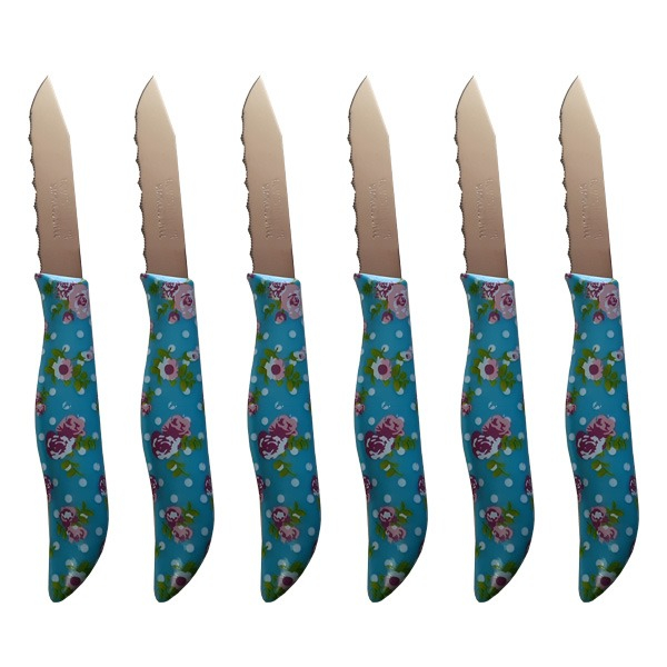 کارد میوه خوری طرح گلدار مدل 1004 بسته شش عددی