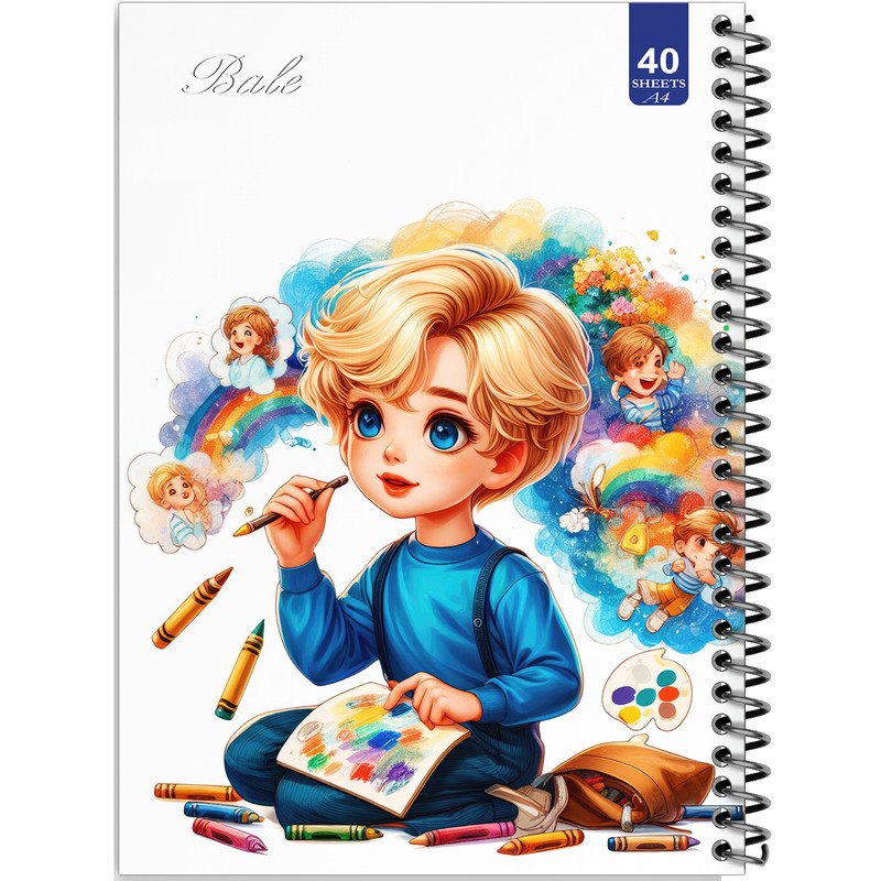 دفتر نقاشی 40 برگ انتشارات بله طرح پسر طراح کد A4-K175