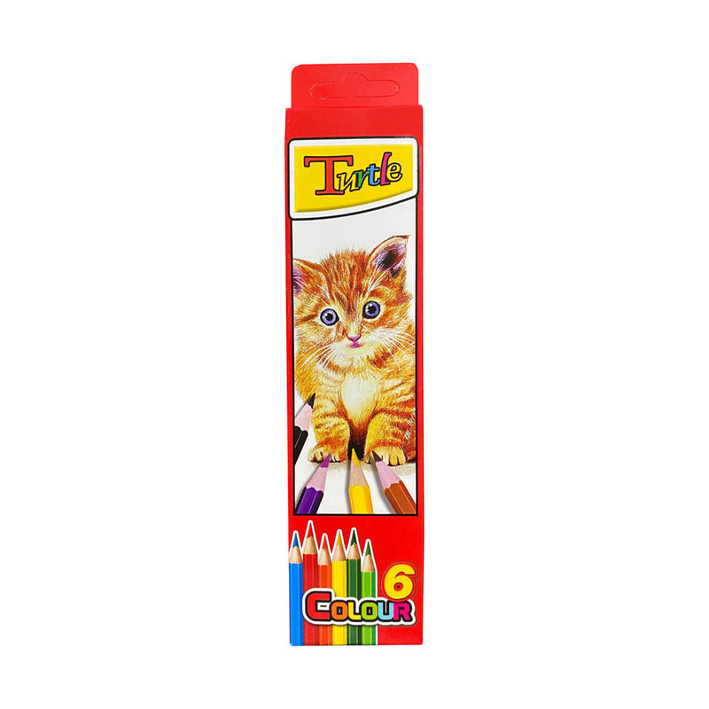 مداد رنگی 6 رنگ لاک پشت مدل گربه کد 8709