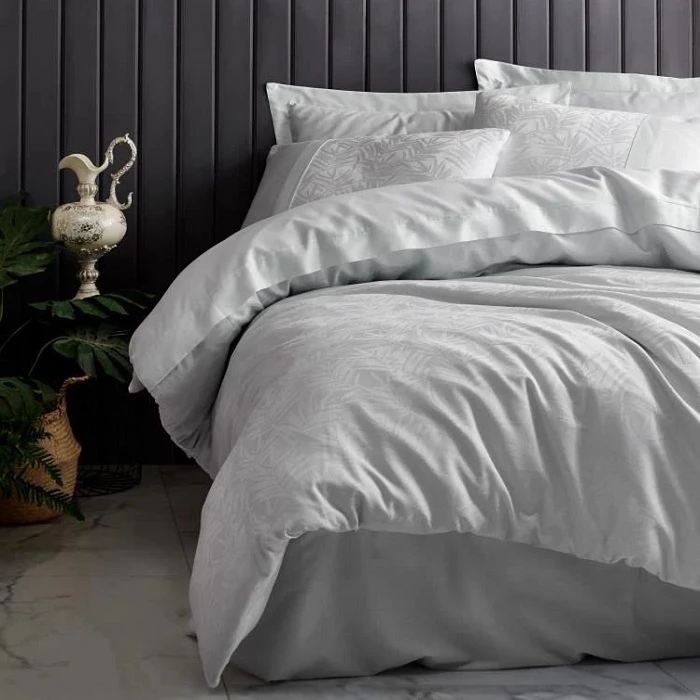 سرویس ملحفه 2 نفر 6 تکه کاتن باکس مدل LEAF BUZ MAVI