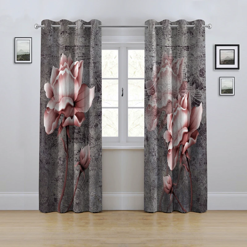 پرده مدل پانچی طرح گل سه بعدی سایز 280x145 سانتی متر