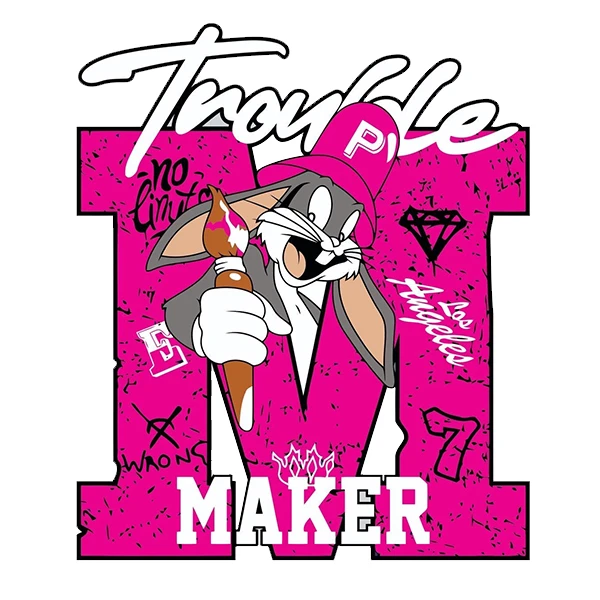 استیکر پارچه و لباس پاد آفرین طرح خرگوشی و حرف M کد 3538