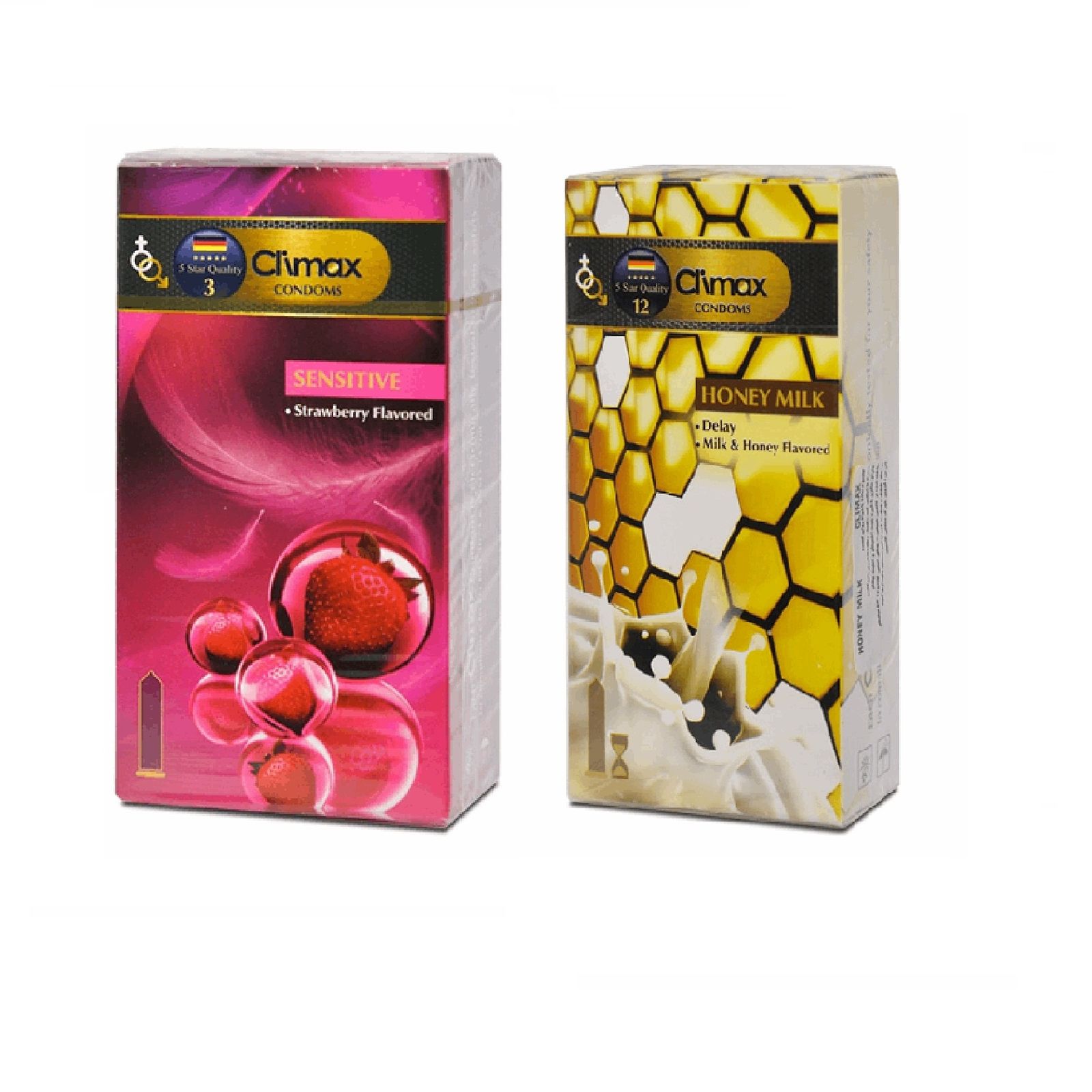 کاندوم کلایمکس مدل Sensitive بسته 12 عددی به همراه کاندوم کلایمکس مدل Honey Milk  بسته 12 عددی   -  - 2