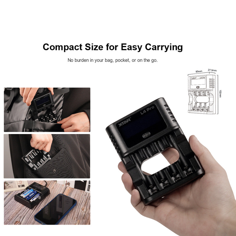 شارژر باتری 4 شیار اکستار مدل L4 PRO