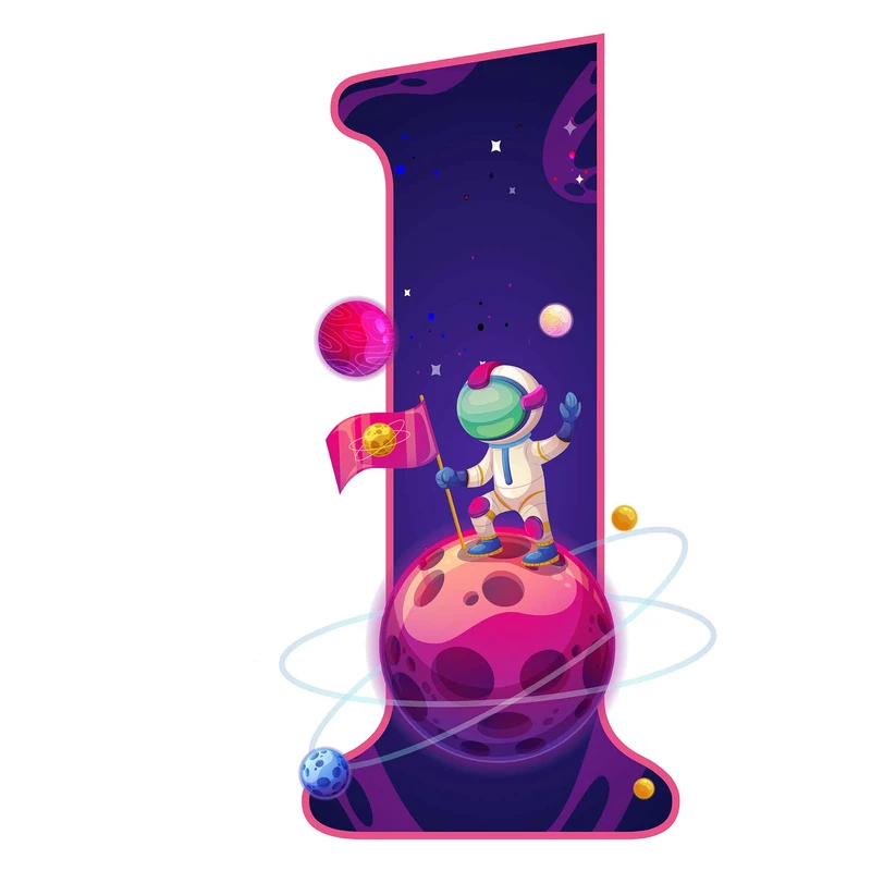  استند رومیزی تولد مدل عدد 1 طرح .فضانورد کد 1031