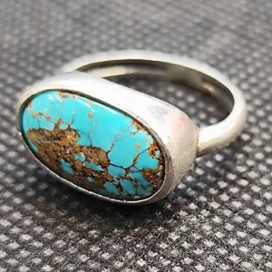 انگشتر نقره مردانه مدل سنگ فیروزه نیشابور کد921