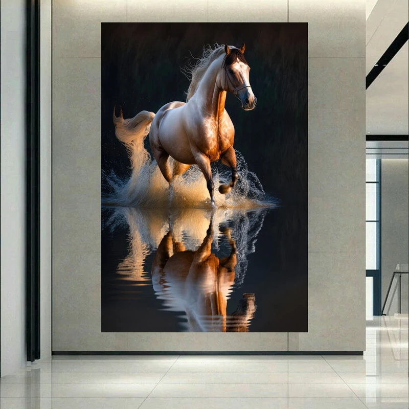 استیکر طرح اسب زیبا مدل تاختن میان آب کد AR305694