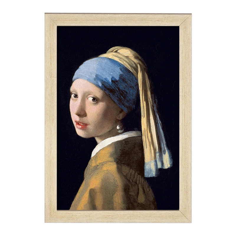 تابلو خندالو مدل دختری با گوشواره مروارید اثر یوهاتس ورمیر   کد 23347