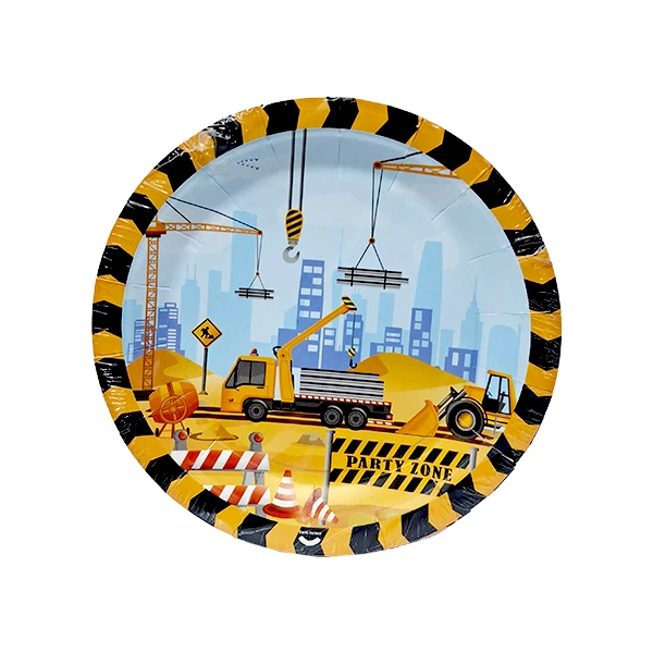 پیش دستی یکبار مصرف مدل راهسازی کد RoadBuildingMachinesPlate4 مجموعه 10 عددی