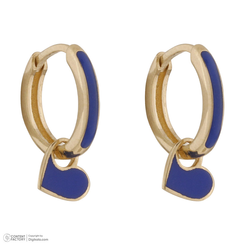 گوشواره حلقه‌ای طلا 18 عیار زنانه گلدم مدل قلب E-3090047 - 4