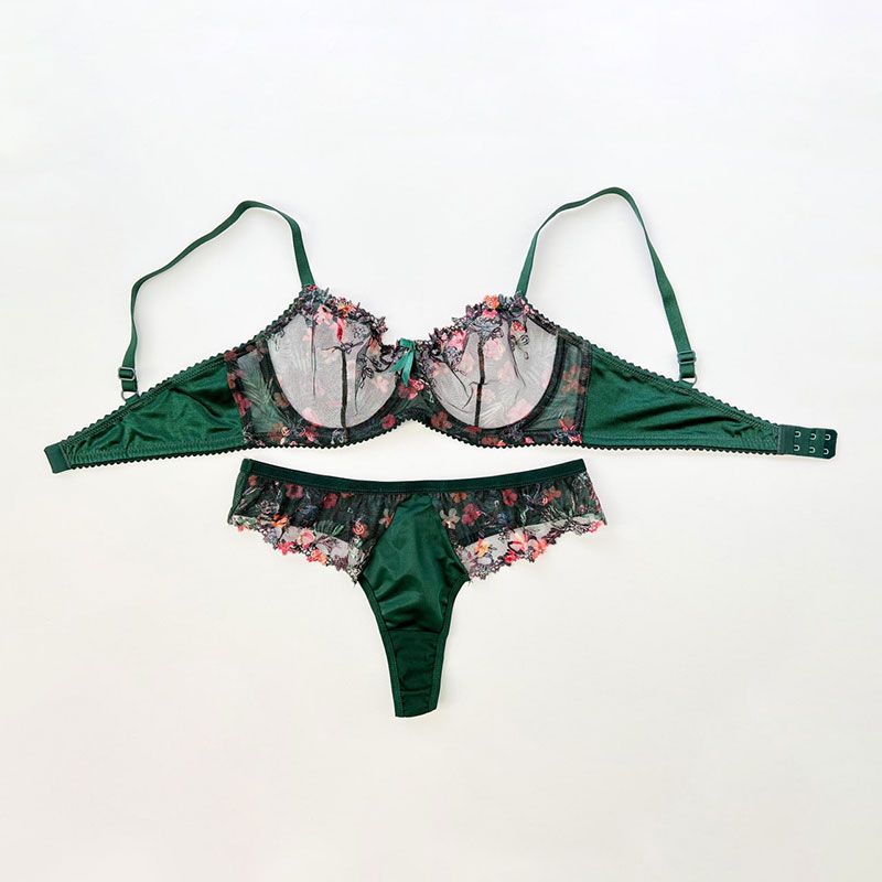 ست شورت و سوتین زنانه نوشه پوش مدل فانتزی فنردار توری کد 84014 -  - 3