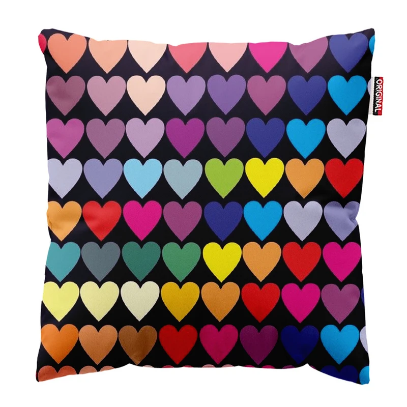 کوسن پاد آفرین طرح قلب های رنگی سایز 30*30 سانتی متر