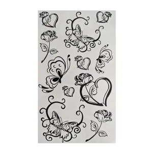 تتو موقت طرح قلب و پروانه و گل کد 63