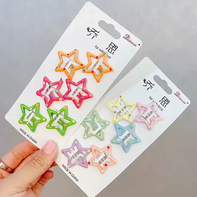 گیره مو زنانه مدل تق تقی طرح ستاره بسته ی 6 عددی