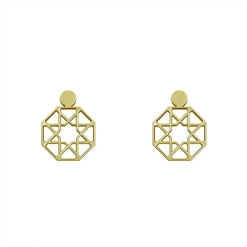 گوشواره طلا 18 عیار زنانه مدوپد مدل هندسی کد GA1-14928