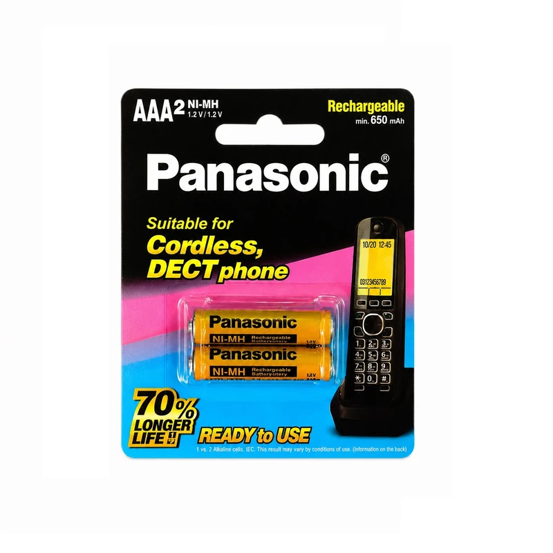 باتری نیم قلمی قابل شارژ پاناسونیک مدل 650mAh-AAA بسته 2 عددی